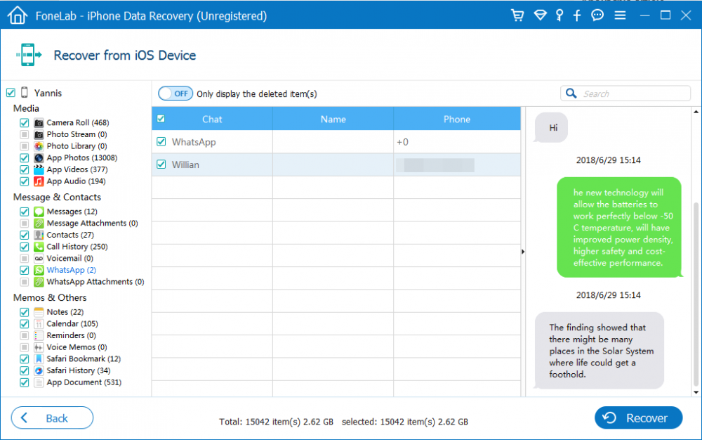Retrieve Lost Messages from WhatsApp from iPhone